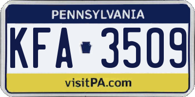 PA license plate KFA3509