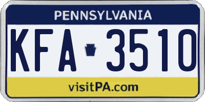 PA license plate KFA3510
