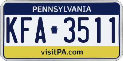 PA license plate KFA3511