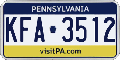 PA license plate KFA3512