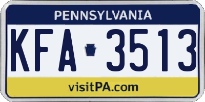 PA license plate KFA3513