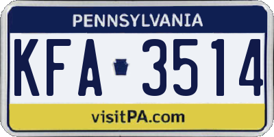 PA license plate KFA3514