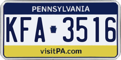PA license plate KFA3516