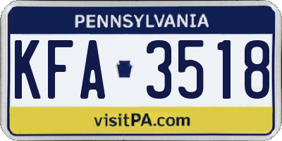 PA license plate KFA3518