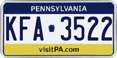 PA license plate KFA3522