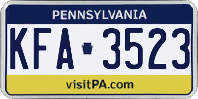 PA license plate KFA3523