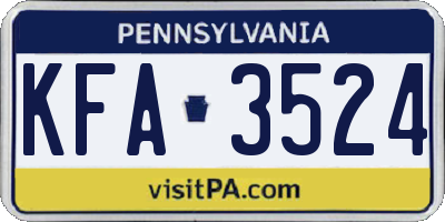 PA license plate KFA3524