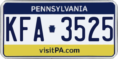 PA license plate KFA3525