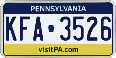 PA license plate KFA3526