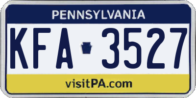 PA license plate KFA3527