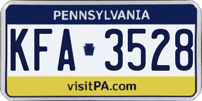 PA license plate KFA3528