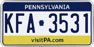 PA license plate KFA3531
