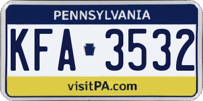 PA license plate KFA3532