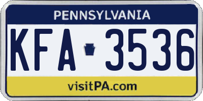 PA license plate KFA3536