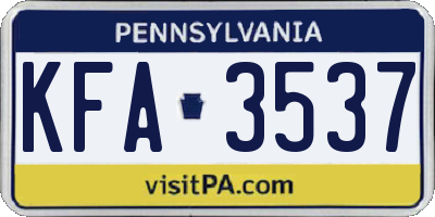 PA license plate KFA3537