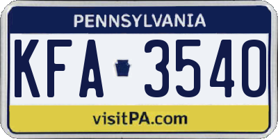 PA license plate KFA3540