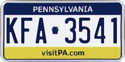 PA license plate KFA3541