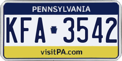 PA license plate KFA3542