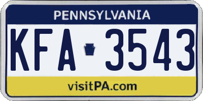 PA license plate KFA3543
