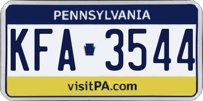 PA license plate KFA3544