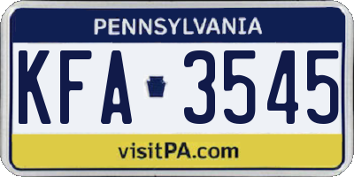 PA license plate KFA3545