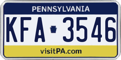 PA license plate KFA3546