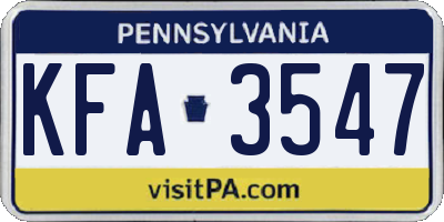 PA license plate KFA3547