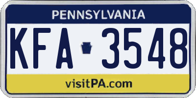 PA license plate KFA3548