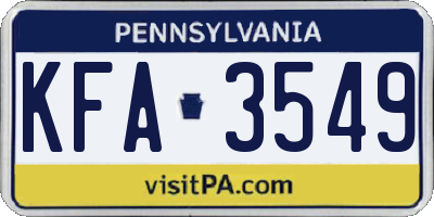 PA license plate KFA3549