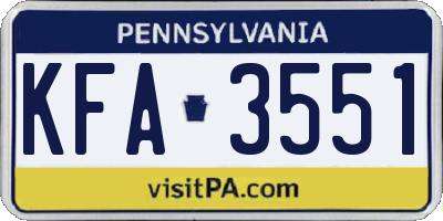 PA license plate KFA3551