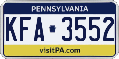 PA license plate KFA3552