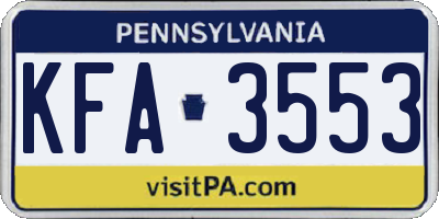 PA license plate KFA3553