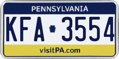 PA license plate KFA3554