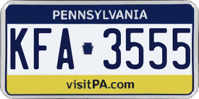 PA license plate KFA3555