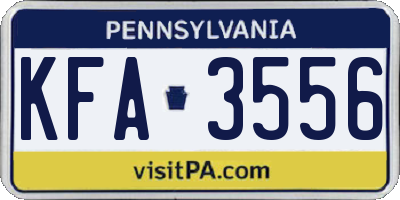 PA license plate KFA3556