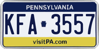 PA license plate KFA3557
