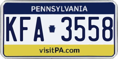 PA license plate KFA3558