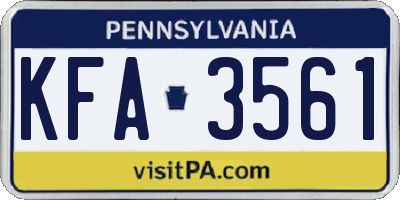 PA license plate KFA3561