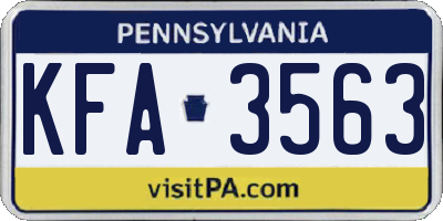 PA license plate KFA3563