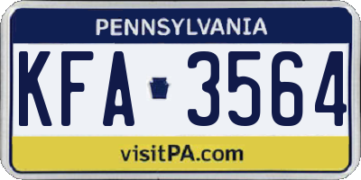 PA license plate KFA3564