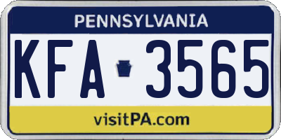 PA license plate KFA3565