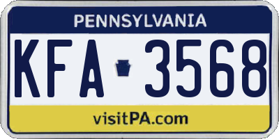 PA license plate KFA3568