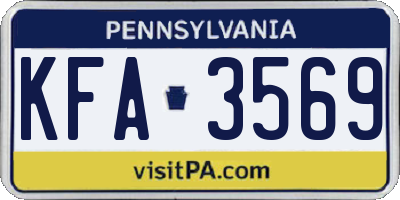 PA license plate KFA3569