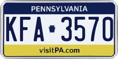 PA license plate KFA3570