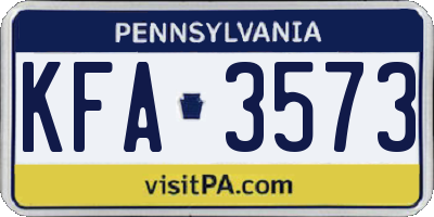 PA license plate KFA3573