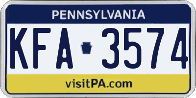 PA license plate KFA3574