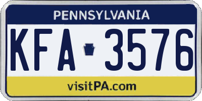 PA license plate KFA3576