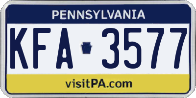 PA license plate KFA3577