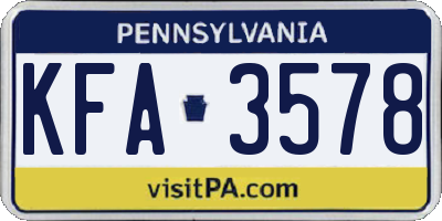 PA license plate KFA3578