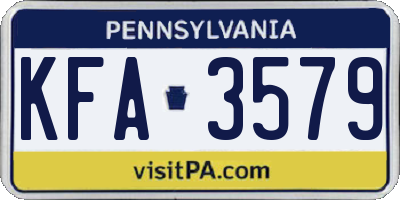 PA license plate KFA3579